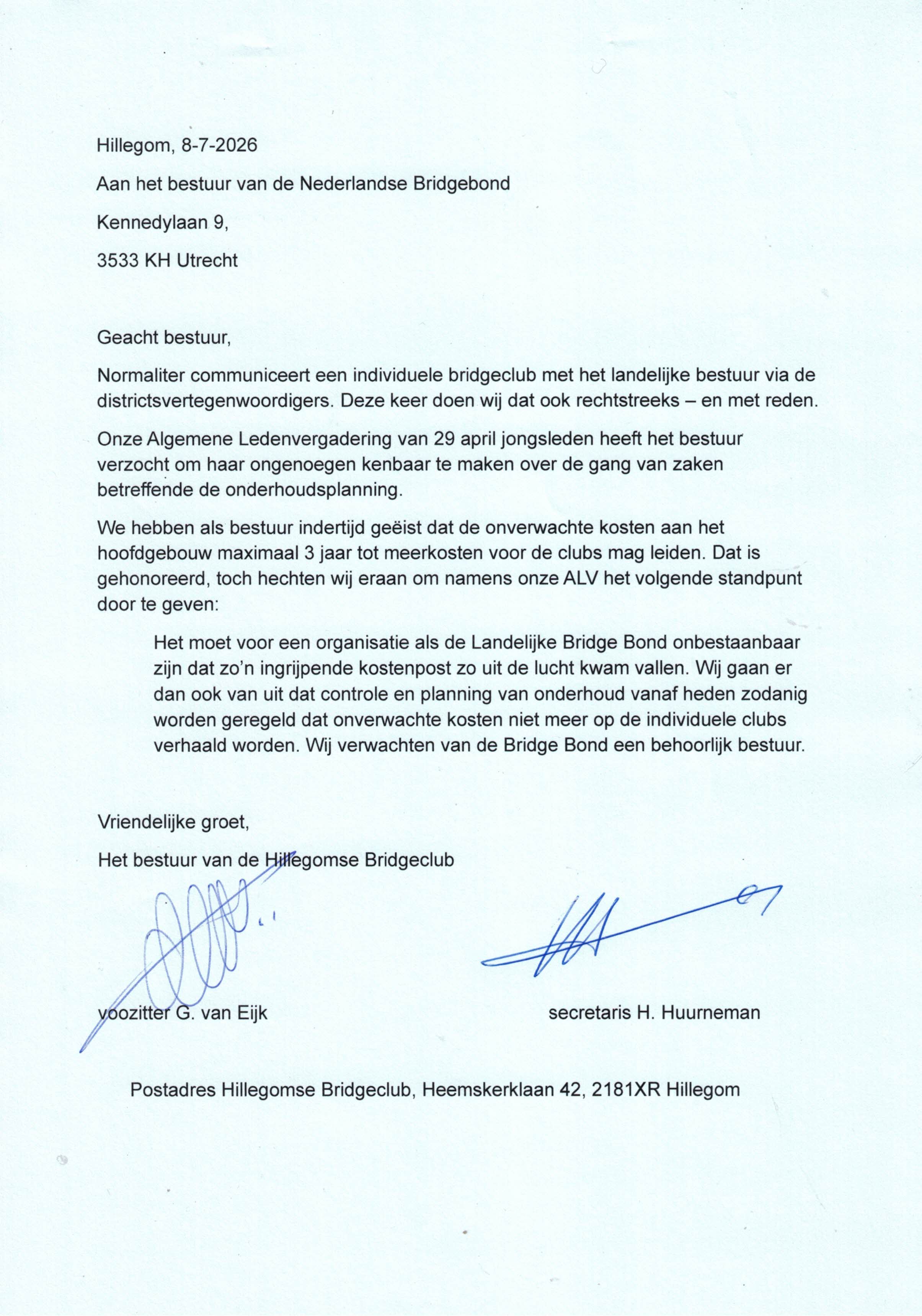 brief naar NBB over onderhoudskosten